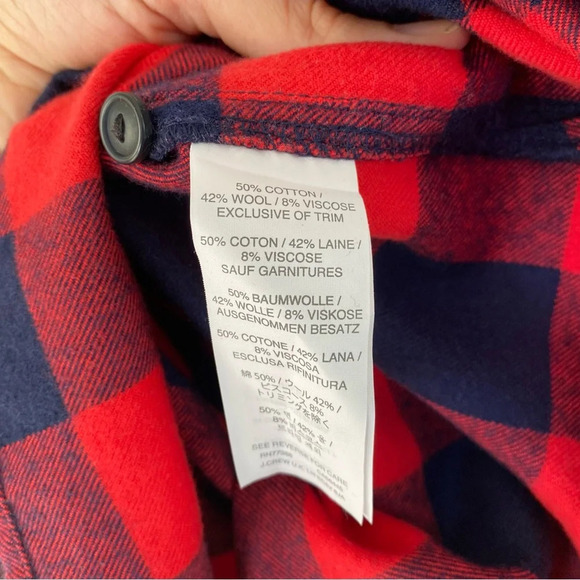 J.Crew Womens Top Sz XXS Buffalo Check Plaid Red Blue Flannel 1/2 zip B4937 * - Picture 16 of 16
